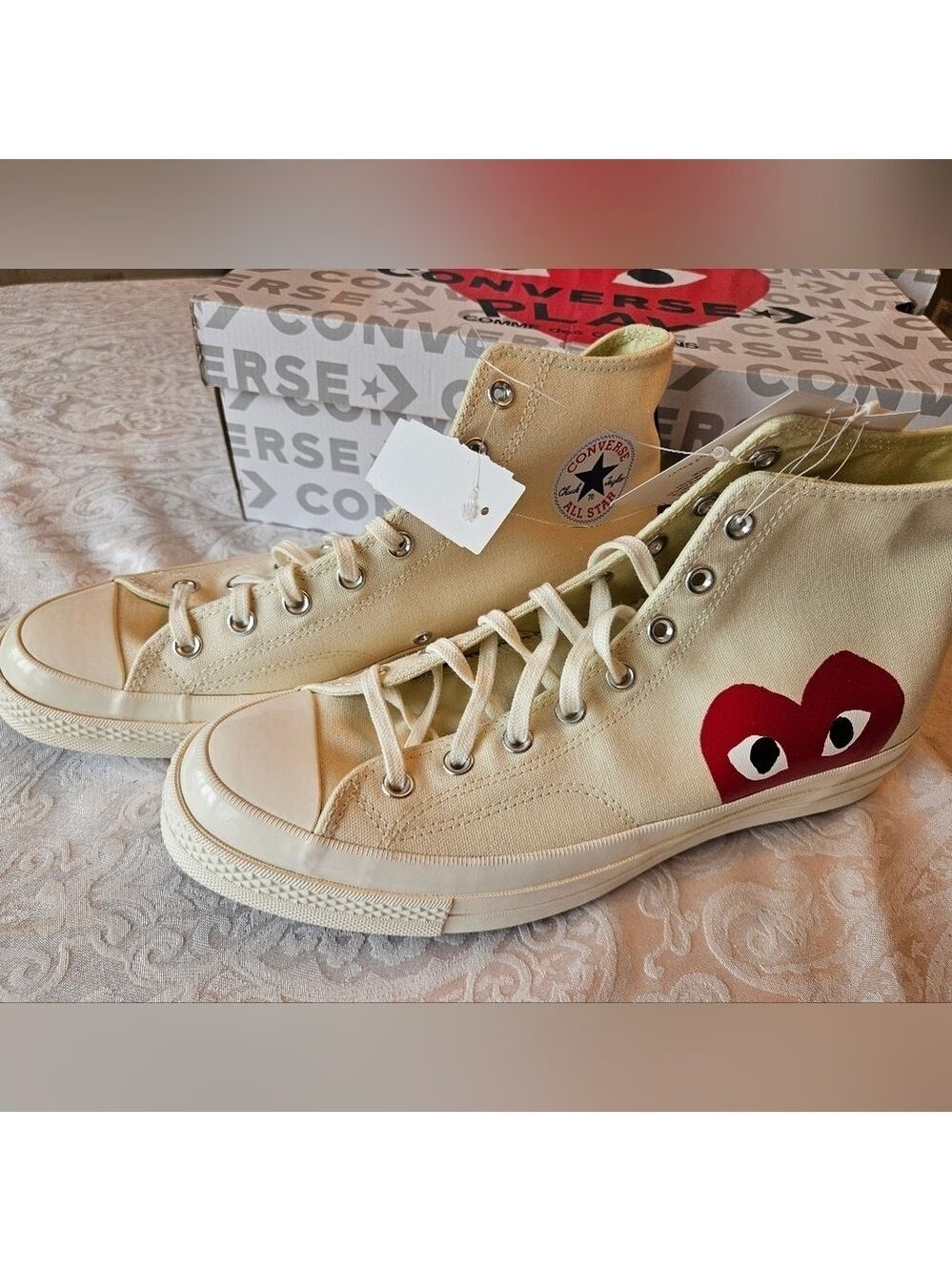 Converse x Comme des Garçons White High-Top Sneakers, Men's 12, Women's 14, NIB